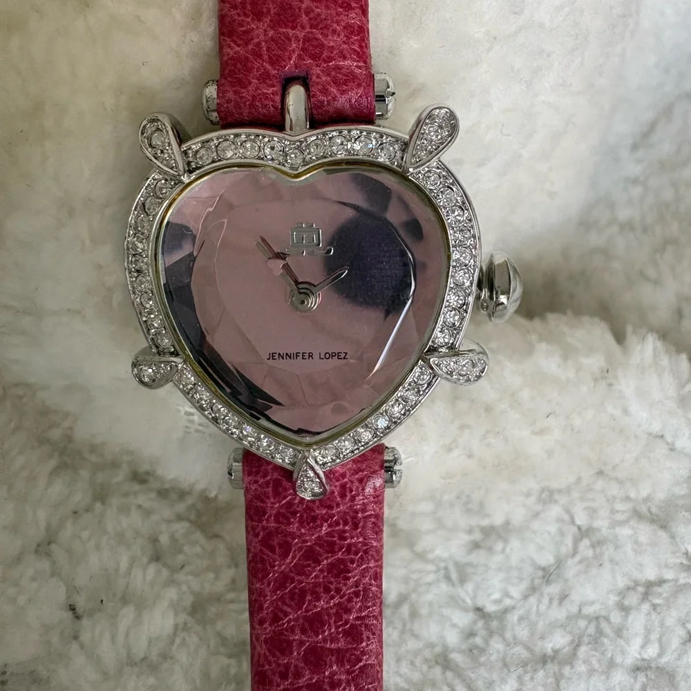 NEW JLO Jennifer Lopez NEW Women Heart-Shaped Quartz Wristwatch Pink Diamond - Picture 4 of 13